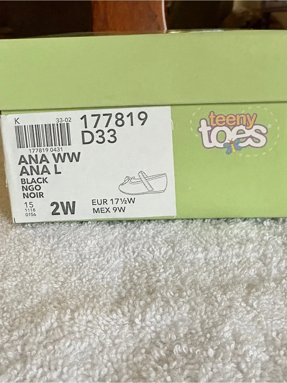 NIB Teeny Toes Toddler Shoes, Size 2W